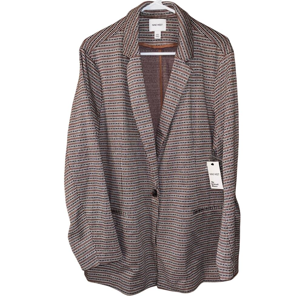 Nine West women’s The Relaxed Blazer brown black jacket NWT (size XXL)